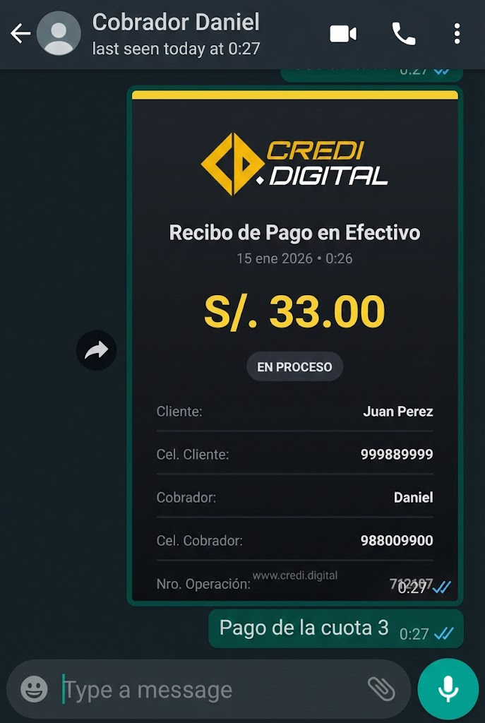 Voucher de Efectivo CrediDigital